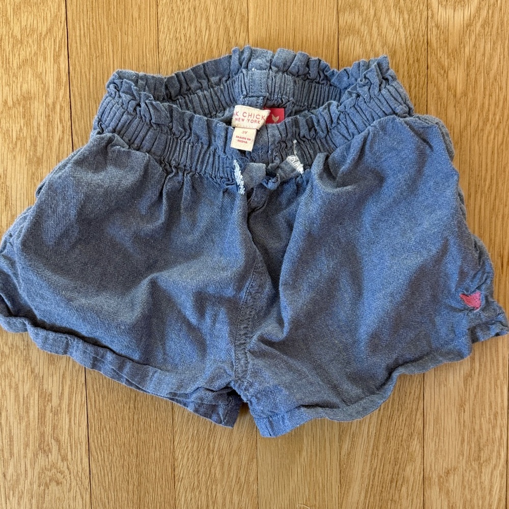Pink chicken Denim Blue Kids Shorts